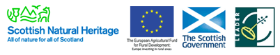 This project is being part-financed by the Scottish Government and the European Community through the Dumfries & Galloway Leader 2007-2013 Programme and is supported by Scottish Natural Heritage, working with Scotland's people to care for our natural heritage.